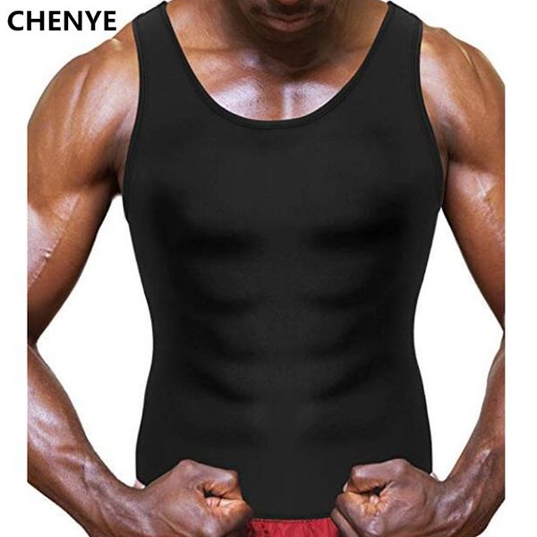 

chenye men waist trainer body slimming shirt fat burner shaper sauna sweat weight loss waist trainer vest neoprene underwear, Black;brown
