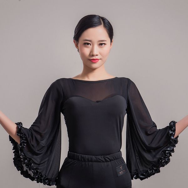 new ballroom dance costumes for ladies dance black leaf sleeve tango/standard ballroom black dancewear bl1737, Black;red
new ballroom dance costumes for ladies dance black leaf sleeve tango/standard ballroom black dancewear bl1737, Black;red