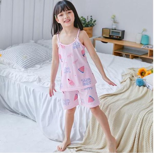 new kids pajamas sleeveless printing with bow sling shorts homewear for girls summer sleepwear children girl 5-14years, Blue;red
new kids pajamas sleeveless printing with bow sling shorts homewear for girls summer sleepwear children girl 5-14years, Blue;red