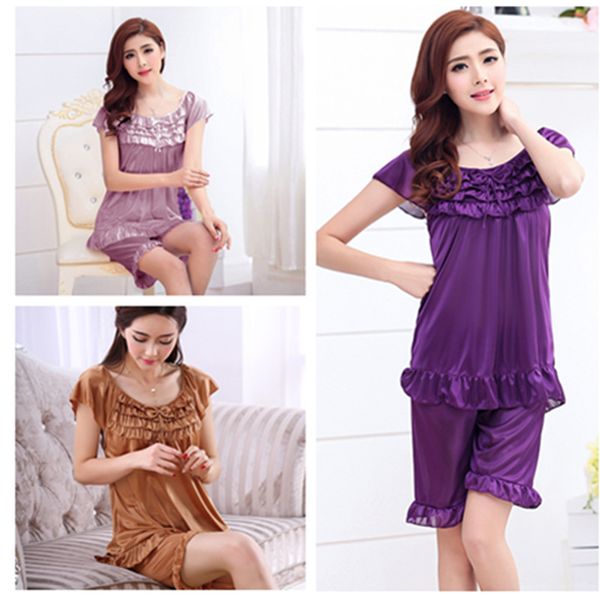 silk sleepwear night wear baju tidur malam wanita baju pajamas (blouse + pants, Blue;gray
silk sleepwear night wear baju tidur malam wanita baju pajamas (blouse + pants, Blue;gray