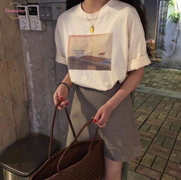 women t shirtskorean print round neck loose harajuku short sleeve t shirt drop shipping good quality, White
women t shirtskorean print round neck loose harajuku short sleeve t shirt drop shipping good quality, White