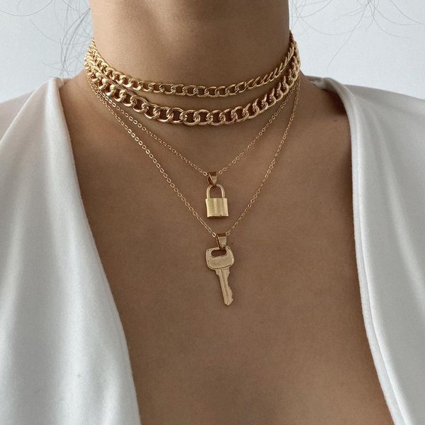 diezi vintage gold color lock key pendant necklaces long chain choker necklaces women ladies statement jewelry fashion 2020 new, Silver
diezi vintage gold color lock key pendant necklaces long chain choker necklaces women ladies statement jewelry fashion 2020 new, Silver