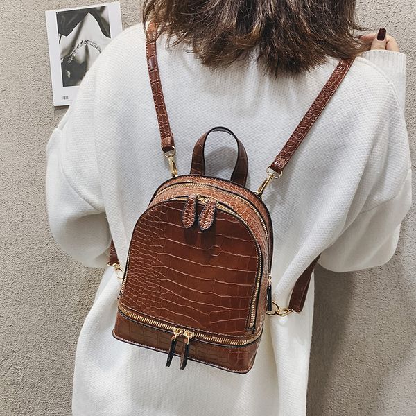 vintage pu leather small backpacks for women fashion zipper mini back pack girls' crocodile pattern backpack female shoulder bag
vintage pu leather small backpacks for women fashion zipper mini back pack girls' crocodile pattern backpack female shoulder bag