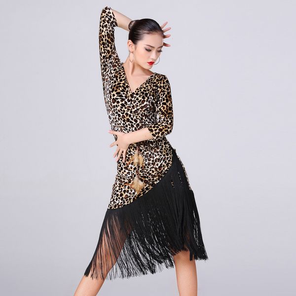 latin dance dress women dance practice clothes leopard dress slim v neck middle sleeve fringe party wear rumba salsa, Black;red
latin dance dress women dance practice clothes leopard dress slim v neck middle sleeve fringe party wear rumba salsa, Black;red