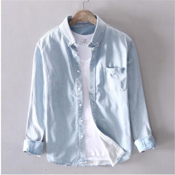 men's casual shirts 100% cotton shirt men denim thin long sleeve soft one pockets slim male jeans cowboy mens ts-497, White;black
men's casual shirts 100% cotton shirt men denim thin long sleeve soft one pockets slim male jeans cowboy mens ts-497, White;black