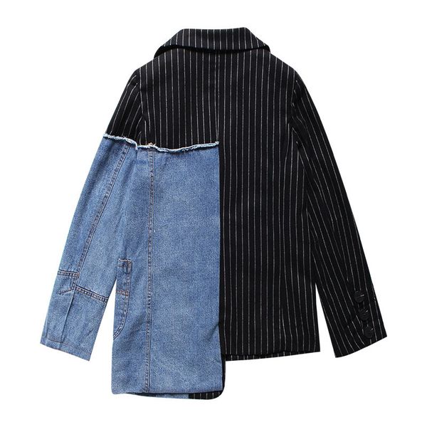 2019 new spring summer lapel long sleeve blue striped denim split joint loose irregular jacket women coat fashion, Black;brown
2019 new spring summer lapel long sleeve blue striped denim split joint loose irregular jacket women coat fashion, Black;brown