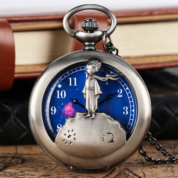 retro grey/bronze the little prince theme pocket watches fob necklace chain hollow half blue dial pendant clock gift kids, Slivery;golden
retro grey/bronze the little prince theme pocket watches fob necklace chain hollow half blue dial pendant clock gift kids, Slivery;golden