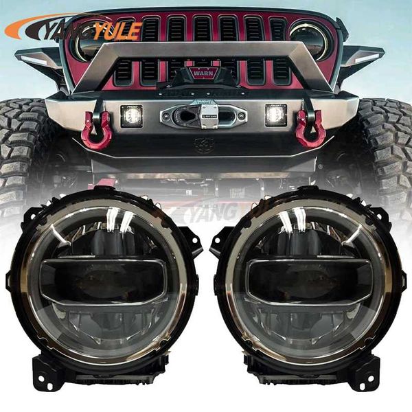 

9inch led projector headlights with white halo & amber turn signal lights 90w for wrangler jl 2018