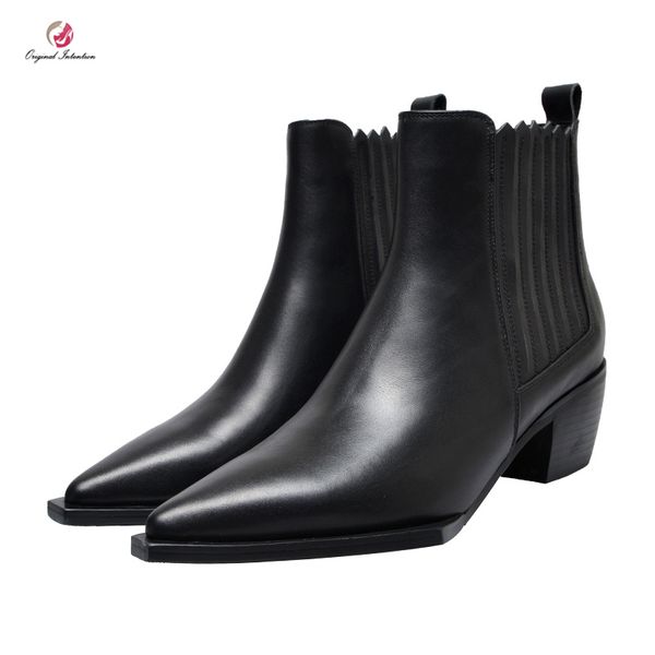 original intention ankle boots square toe square heels boots black white leather stripe concise casual shoes woman
original intention ankle boots square toe square heels boots black white leather stripe concise casual shoes woman