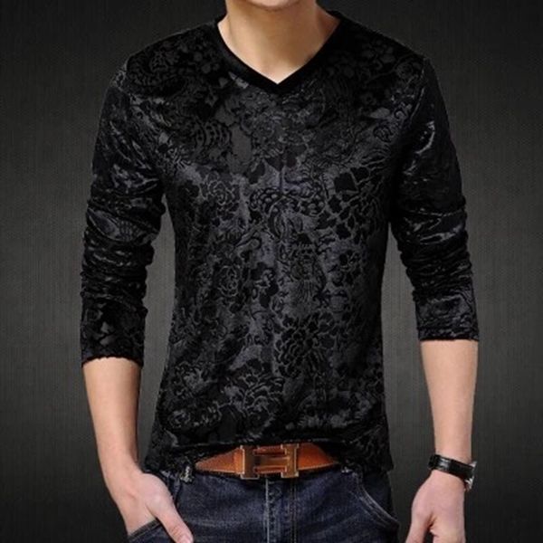 mens golden dragon printed silk blend casual t-shirts v-neck long sleeve, White;black
mens golden dragon printed silk blend casual t-shirts v-neck long sleeve, White;black
