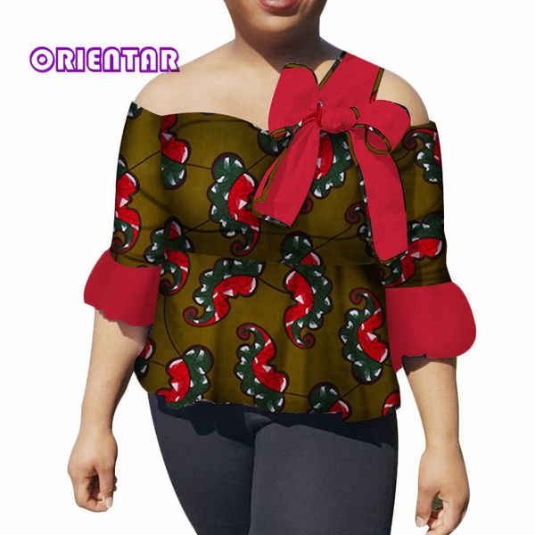 women cotton shirt african wax print floral bowknot one-shoulder t shirt bazin riche african clothes wy3395, Red
women cotton shirt african wax print floral bowknot one-shoulder t shirt bazin riche african clothes wy3395, Red