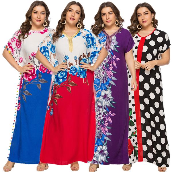 fashion 2019 polka dot floral printing long dress for women v-neck short sleeve casual muslim maxi patchwork dress party, Red
fashion 2019 polka dot floral printing long dress for women v-neck short sleeve casual muslim maxi patchwork dress party, Red
