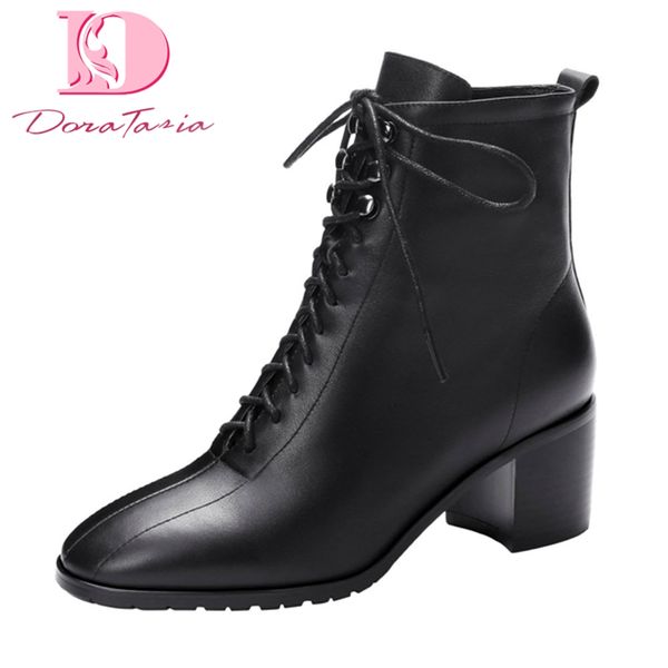 doratasia brand big size 43 genuine leather chunky heels shoes woman shoelaces elegant office autumn winter ankle boots, Black
doratasia brand big size 43 genuine leather chunky heels shoes woman shoelaces elegant office autumn winter ankle boots, Black