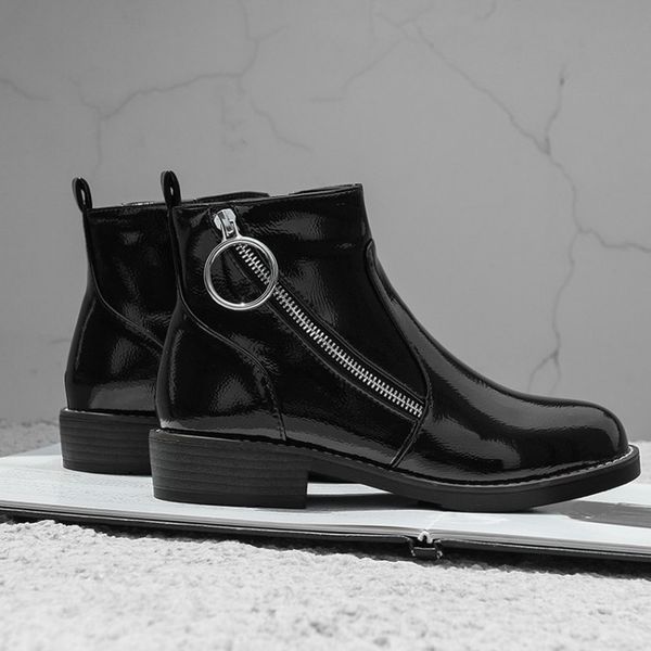 us4-11 womens round toe patent ankle boots motorcycle side zippers riding punk shoes plus size 3colors winter warm c608, Black
us4-11 womens round toe patent ankle boots motorcycle side zippers riding punk shoes plus size 3colors winter warm c608, Black
