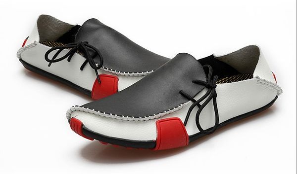 mens casual shoes cowhide driving moccasins slip on loafers man loafers 2020 genuine leather flats cs4, Black
