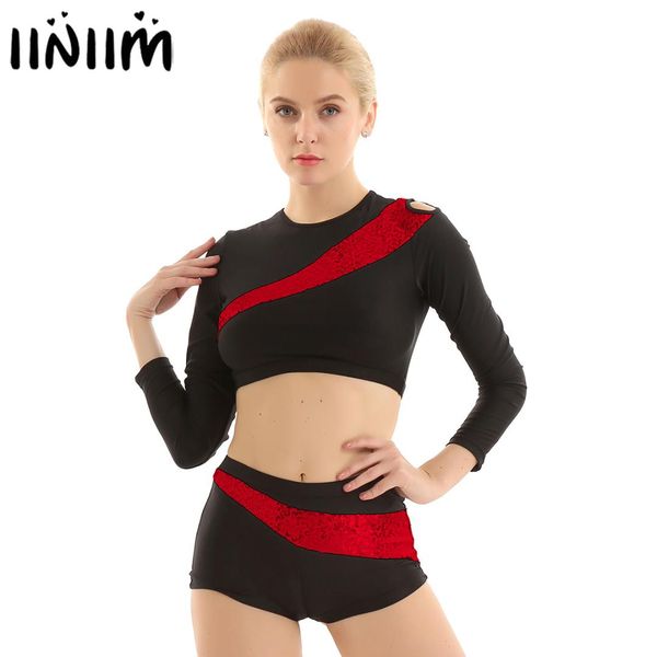 iiniim womens shiny sequins squad dance team costumes outfit dancewear ballerina gymnastics crop with tight shorts, Black;red
iiniim womens shiny sequins squad dance team costumes outfit dancewear ballerina gymnastics crop with tight shorts, Black;red