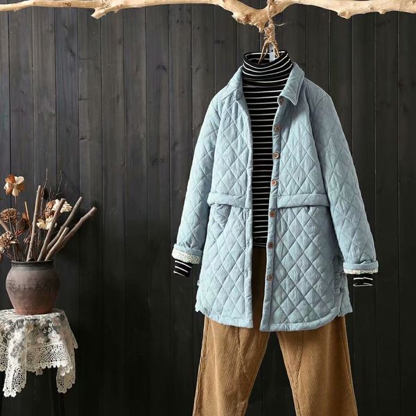 solid argyle cotton-padded jacket coat casual autumn winter outwear 2019 new vintage turn down collar parkas women button warm, Black
solid argyle cotton-padded jacket coat casual autumn winter outwear 2019 new vintage turn down collar parkas women button warm, Black