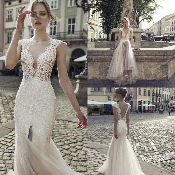 riki dalal mermaid wedding dresses v neck cap sleeves front split sweep train backless bridal gowns custom made beach wedding dress, White
riki dalal mermaid wedding dresses v neck cap sleeves front split sweep train backless bridal gowns custom made beach wedding dress, White