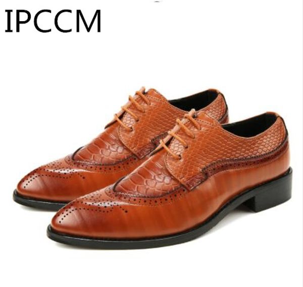 2019 salary 38-48 fashion shoes men's pointed oxford lace design men's dress shoes, Black
