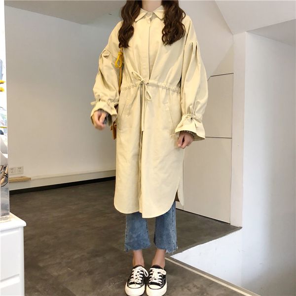 korean style women casual loose trench coat long sleeved turn down collar drawstring long trench coats windbreaker outerwear, Tan;black
korean style women casual loose trench coat long sleeved turn down collar drawstring long trench coats windbreaker outerwear, Tan;black
