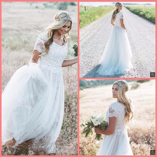 2019 a line white lace appliques short sleeve modest wedding dress beaded sequins elegant floor length wedding gowns sale
2019 a line white lace appliques short sleeve modest wedding dress beaded sequins elegant floor length wedding gowns sale