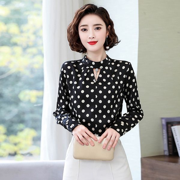 2020 fashion silk satin polka dot shirt women lantern sleeve lapel neck plus size ladies blouses slim casual office designer shirts, White
2020 fashion silk satin polka dot shirt women lantern sleeve lapel neck plus size ladies blouses slim casual office designer shirts, White