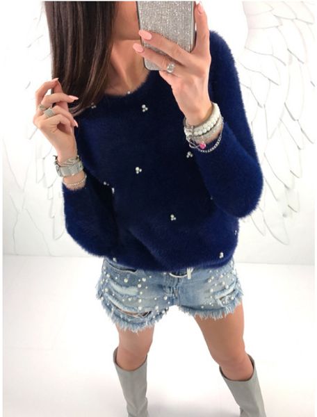 casual sweater woman sweater and pullovers bead plush knitted sweater pullover female pull femme long winter caot, White;black
casual sweater woman sweater and pullovers bead plush knitted sweater pullover female pull femme long winter caot, White;black