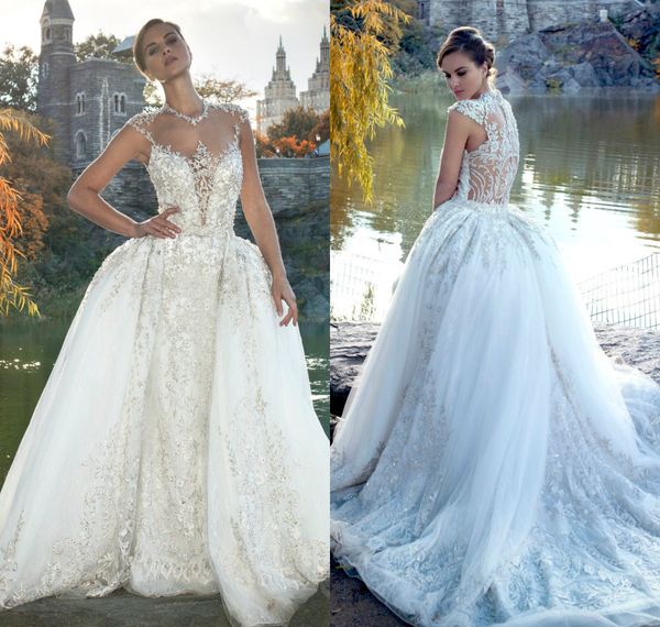 2020 gorgeous mermaid wedding dresses with detachable train jewel neck beaded appliqued country bridal gowns plus size lace wedding dress, White
2020 gorgeous mermaid wedding dresses with detachable train jewel neck beaded appliqued country bridal gowns plus size lace wedding dress, White