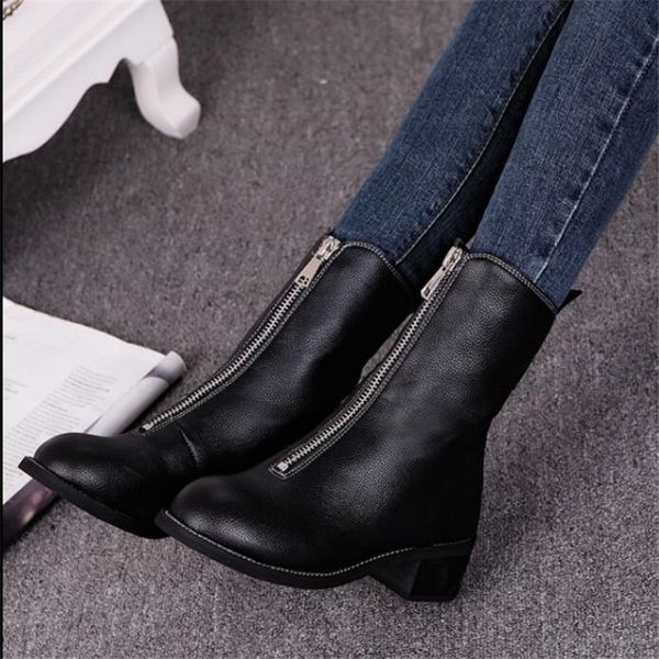 agutzm autumn winter new arrival fashion shoes women boots front zipper ankle boots thick heel female shoes a365, Black
agutzm autumn winter new arrival fashion shoes women boots front zipper ankle boots thick heel female shoes a365, Black