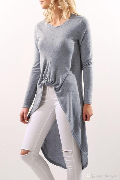solid irregular long t shirts for women spring autumn fashion clothing o-neck loose dovetail tees, White
solid irregular long t shirts for women spring autumn fashion clothing o-neck loose dovetail tees, White