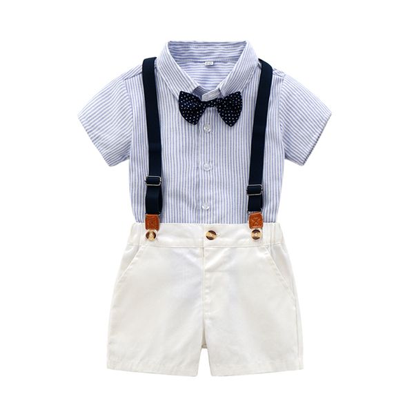boys summer lapel cardigan shirt pants set 2020 kid's striped bib pants bow tie gentleman style clothes 2 sets, White
boys summer lapel cardigan shirt pants set 2020 kid's striped bib pants bow tie gentleman style clothes 2 sets, White