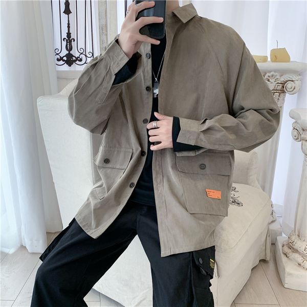 2020 весной и осенью новая молодежь популярная solid color инструментальное карман с длинными рукавами рубашки вскользь сыпучие wild рубашка, White;black
2020 весной и осенью новая молодежь популярная solid color инструментальное карман с длинными рукавами рубашки вскользь сыпучие wild рубашка, White;black