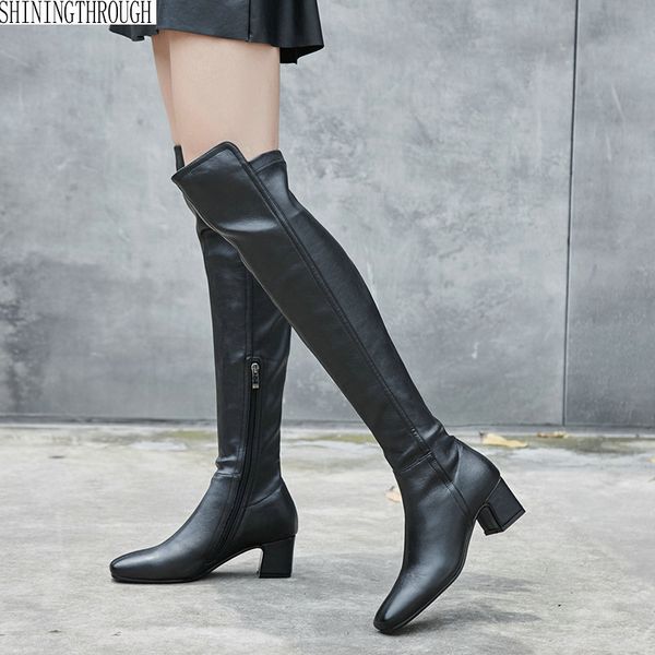 women high heels over the knee boots genuine leather ladies sress shoes woman square toe autumn spring boots large size 43, Black
women high heels over the knee boots genuine leather ladies sress shoes woman square toe autumn spring boots large size 43, Black