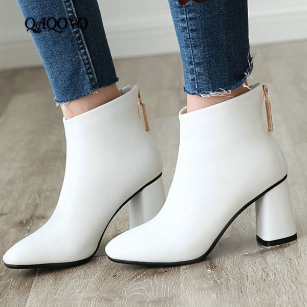 spring autumn ankle boots women square high heels booties fashion square toe zipper winter women boots black white red 2019 t200425
spring autumn ankle boots women square high heels booties fashion square toe zipper winter women boots black white red 2019 t200425