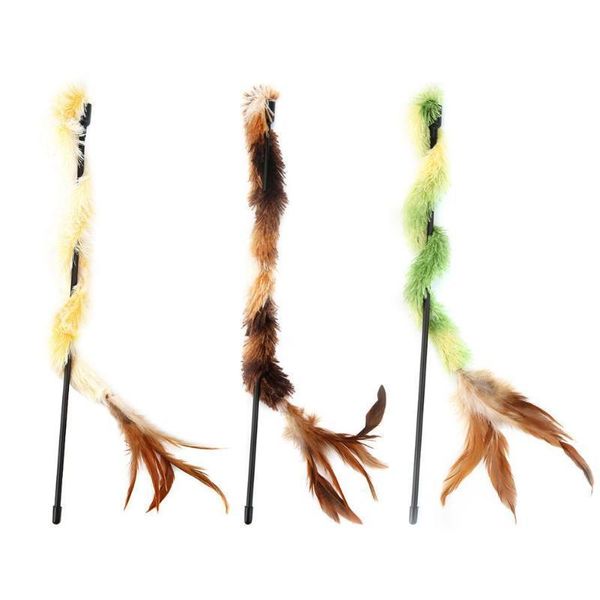 

pet cat plush feather stick catcher wand interactive playing teaser rod funny gifts pull ring vibration toys interactive