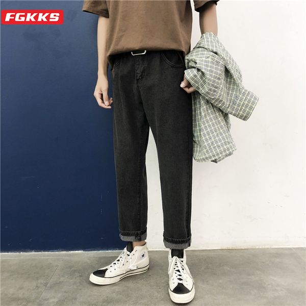fgkks trend brand men straight jeans men's simple wild ankle-length pants summer new fashion casual jeans male, Blue
fgkks trend brand men straight jeans men's simple wild ankle-length pants summer new fashion casual jeans male, Blue