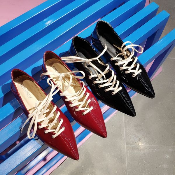 spring patent leather shoes cross tied lace up pointed toe single shoes flats heeled lazy fashion flats dance casual, Black
spring patent leather shoes cross tied lace up pointed toe single shoes flats heeled lazy fashion flats dance casual, Black