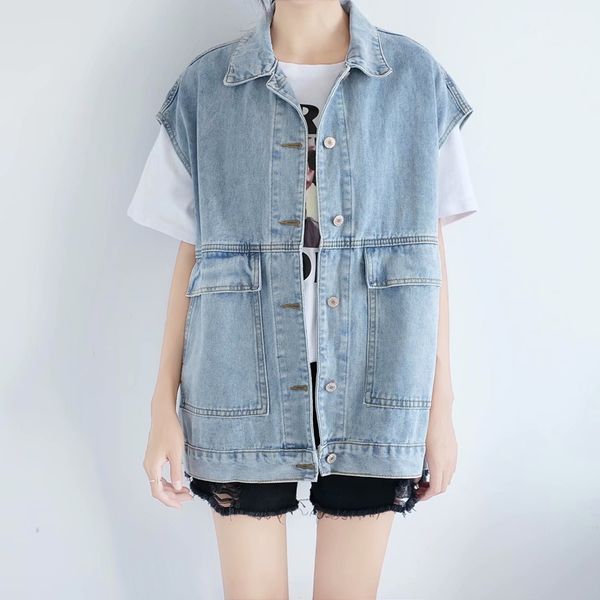 2019 cowboy vest female spring autumn loose 2019 women vest korean wild bf harajuku wind tooling sleeveless jacket dd2374, Black;white
2019 cowboy vest female spring autumn loose 2019 women vest korean wild bf harajuku wind tooling sleeveless jacket dd2374, Black;white