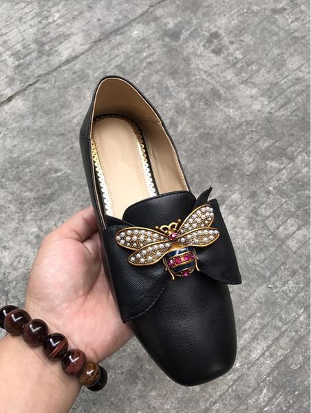 sael-designer women leather ballet flats shoes with bow pearls bee loafers womens girls spring summer flat sandals loaferwith box t05, Black
sael-designer women leather ballet flats shoes with bow pearls bee loafers womens girls spring summer flat sandals loaferwith box t05, Black