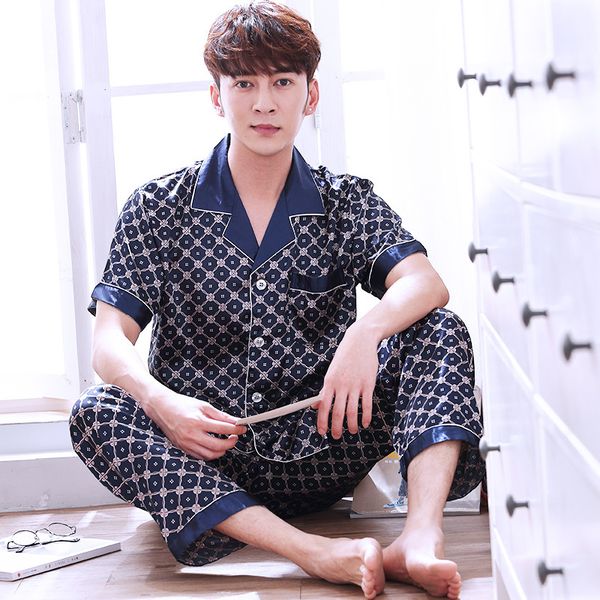 new arrival spring chinese style l-2xl satin men's plaid sleepwear male short sleeve length pants pyjamas thin silk pajama sets, Black;brown
new arrival spring chinese style l-2xl satin men's plaid sleepwear male short sleeve length pants pyjamas thin silk pajama sets, Black;brown