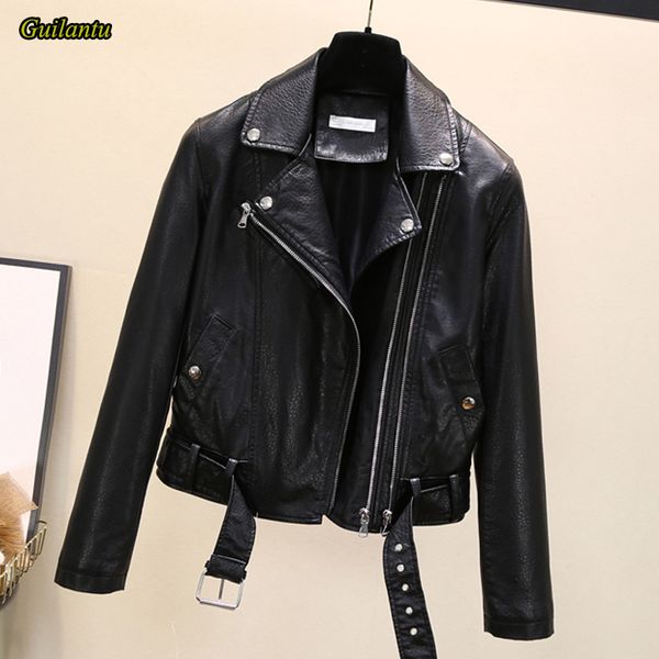 women's leather & faux guilantu 2021 pu ladies jacket spring autumn motorcycle biker coat women turn-down collar zipper streetwear jack, Black
women's leather & faux guilantu 2021 pu ladies jacket spring autumn motorcycle biker coat women turn-down collar zipper streetwear jack, Black