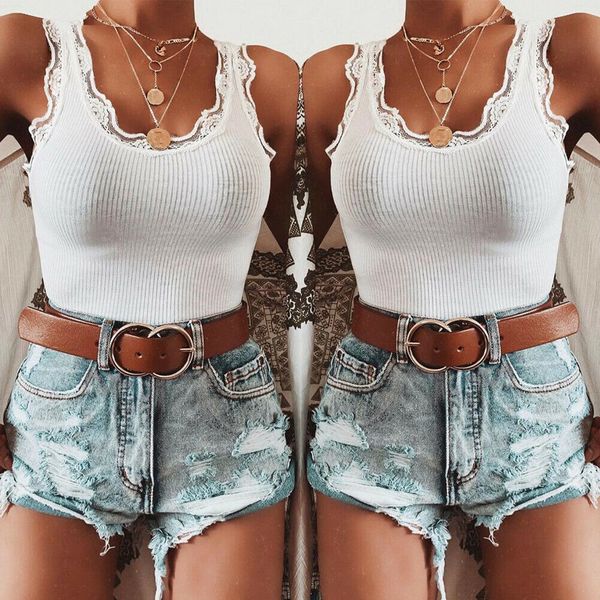 summer new women's floral lace up vest sleeveless crop ladies o neck slim basic tank short t-shirt plus size xl, White
summer new women's floral lace up vest sleeveless crop ladies o neck slim basic tank short t-shirt plus size xl, White