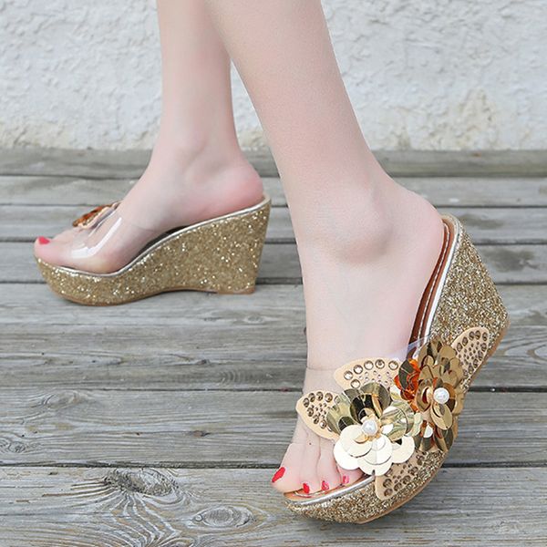 slippers paillette flower wedges women transparent sandals muffins slides outdoor flip flops high heels platform 2021, Black
slippers paillette flower wedges women transparent sandals muffins slides outdoor flip flops high heels platform 2021, Black