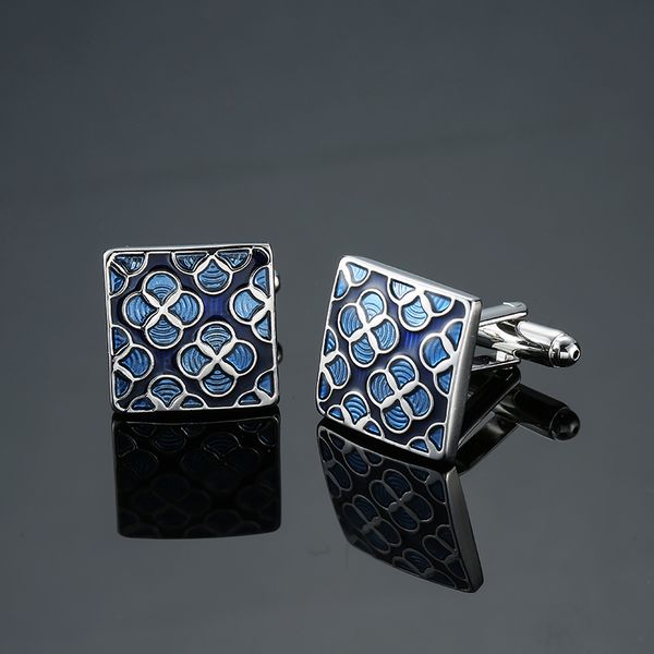 

men's new arrival blue cufflinks novelty black enamel pattern mix design gift for men fashion cuff links wholesale&retail, Silver;golden