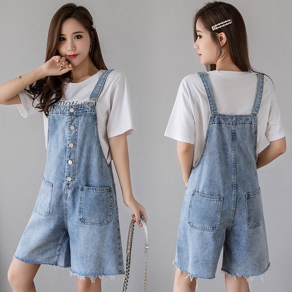 high-waisted students are and cute loose thin summer jean shorts and suspenders, Blue
high-waisted students are and cute loose thin summer jean shorts and suspenders, Blue