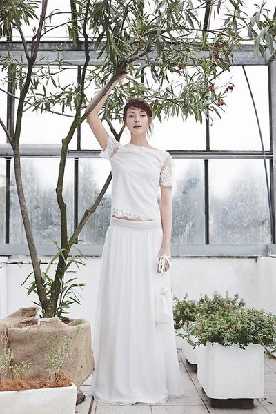 two pieces wedding dresses lace appliques crew wedding gowns sheer short sleeve romantic bohemian bridal dresses summer 43, White
two pieces wedding dresses lace appliques crew wedding gowns sheer short sleeve romantic bohemian bridal dresses summer 43, White