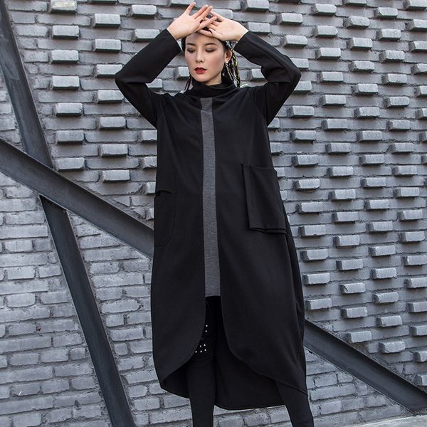 lanmrem 2019 new winter women clothes turtleneck full sleeve zippers pullover loose long black dress female vestido wj75801, Black;gray
lanmrem 2019 new winter women clothes turtleneck full sleeve zippers pullover loose long black dress female vestido wj75801, Black;gray