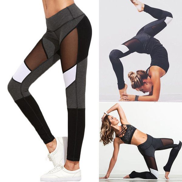 women high waist patchwork yarn net yoga pants fitness leggings breathable running gym stretch sports pants trousers, White;red
women high waist patchwork yarn net yoga pants fitness leggings breathable running gym stretch sports pants trousers, White;red