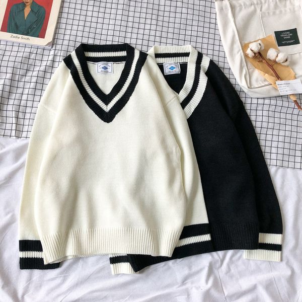oversized harajuku v collar couple women's sweater 2019 autumn wimter korean kpop female sweaters girl simple kawaii pullover, White;black
oversized harajuku v collar couple women's sweater 2019 autumn wimter korean kpop female sweaters girl simple kawaii pullover, White;black