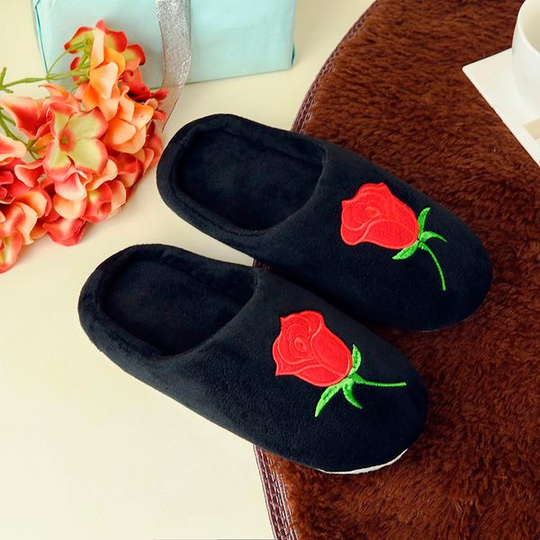 rose embroidery women cotton slippers unwarm flower slipper indoors outdoor anti-slip winter house flats ladies shoes, Black
rose embroidery women cotton slippers unwarm flower slipper indoors outdoor anti-slip winter house flats ladies shoes, Black